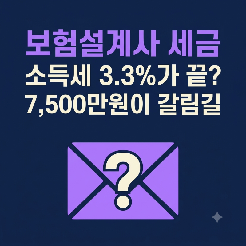 보험설계사 세금 3.3% 떼고 끝이 아닙니다 ─ 종합소득세, 수입 7,500만원이 갈림길