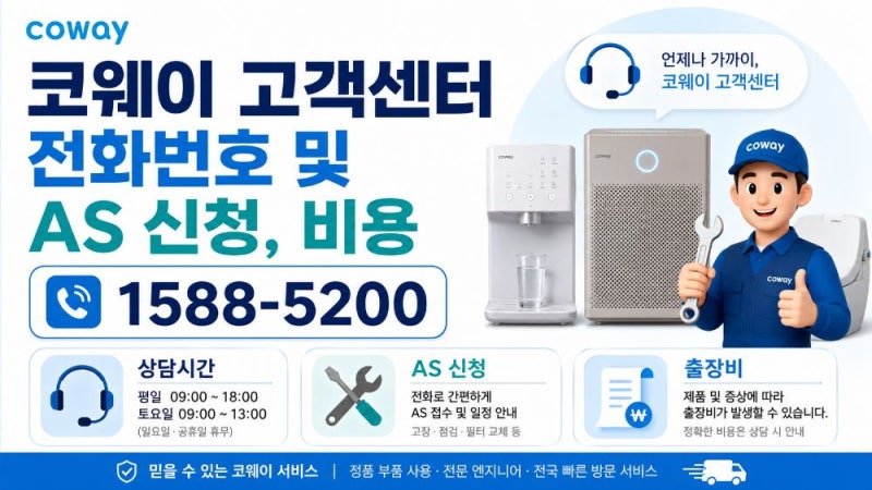 코웨이 고객센터 전화번호와 A/S 접수 방법