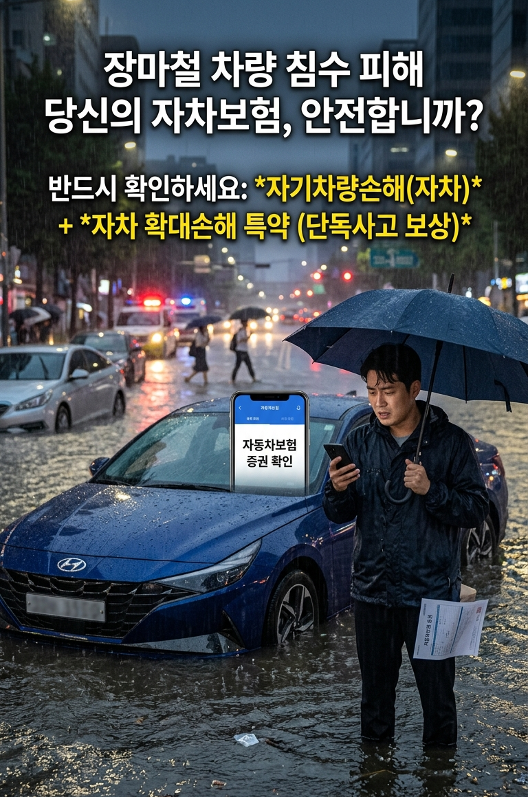 [장마철 대비] 침수차 보상받으려면 자동차보험 '이것' 꼭 확인하세요! (자기차량손해 점검)