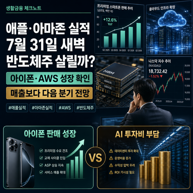 애플·아마존 실적 7월 31일 새벽 공개, 아이폰·AWS가 반도체주를 살릴까?