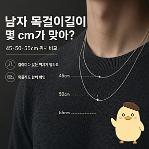 남자 목걸이길이, 45,50,55cm 어디에 오는지 총정리