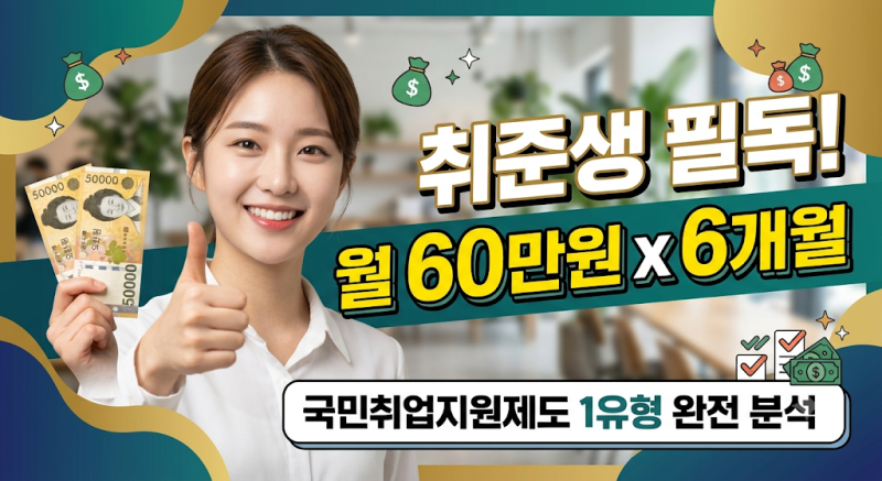 2026 국민취업지원제도 1유형 (월 60만원 x 6개월 자격 조건·알바 소득 총정리)