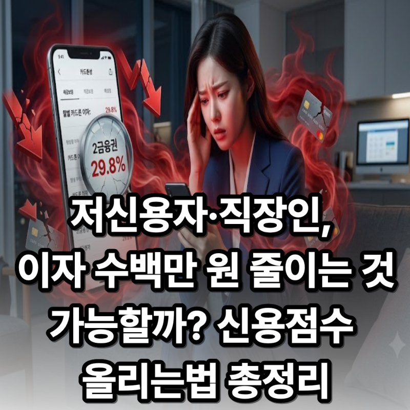 저신용자·직장인, 이자 수백만 원 줄이는 법 가능할까?신용점수올리는법 및 1금융권 대환대....
