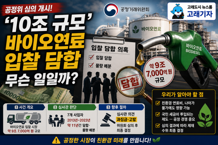  공정위, '10조 규모' <b>바이오연료 입찰 담합</b> 심의 개시... 
