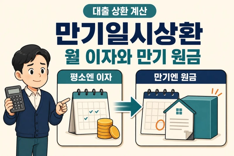 만기일시상환 이자 계산기, 월 이자와 만기 원금 계산하는 법