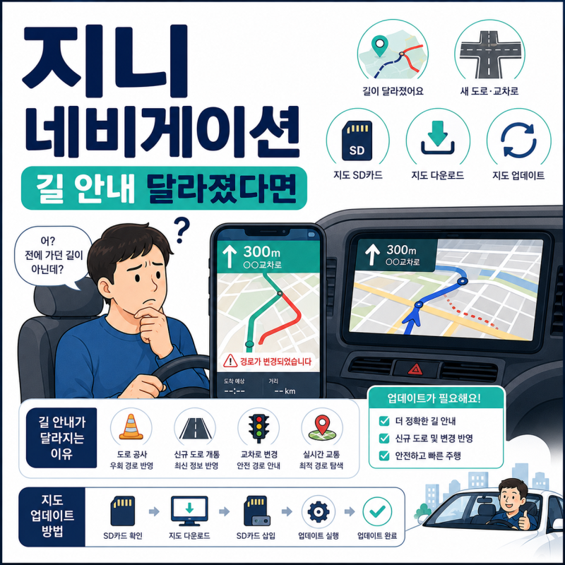 지니 네비게이션, “길 안내 달라졌다면” 지도 업데이트법