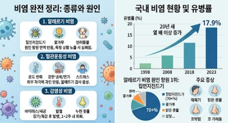 비염 완전 정리 — 알레르기·혈관운동성 차이부터 약 선택·면역치료까지