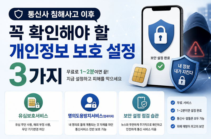통신사 침해사고 이후 꼭 확인해야 할 개인정보 보호 설정 3가지