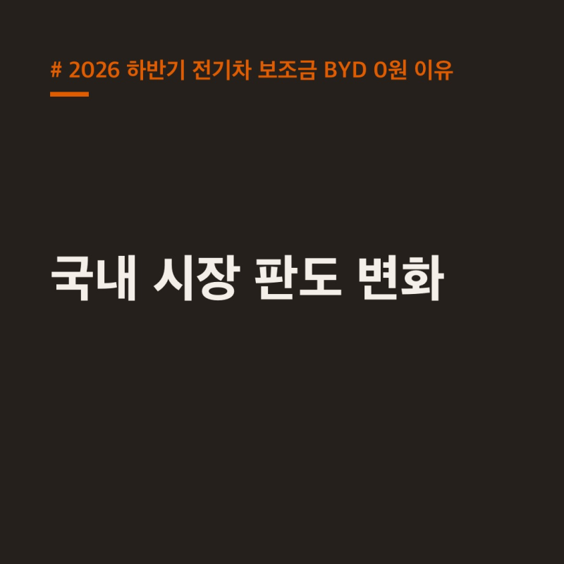 "BYD만 빠졌다" 2026 하반기 전기차 보조금 BYD 0원 이유