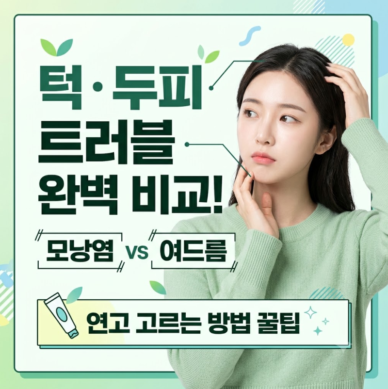 턱 두피 모낭염 여드름 차이 연고 고르는 방법