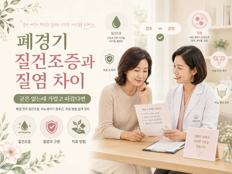 폐경기 질건조증과 질염 차이｜균은 없는데 가렵고 따갑다면