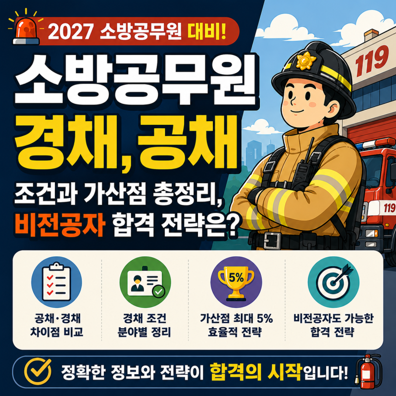 소방공무원 경채, 공채 조건과 가산점 총정리, 비전공자 합격 전략은?