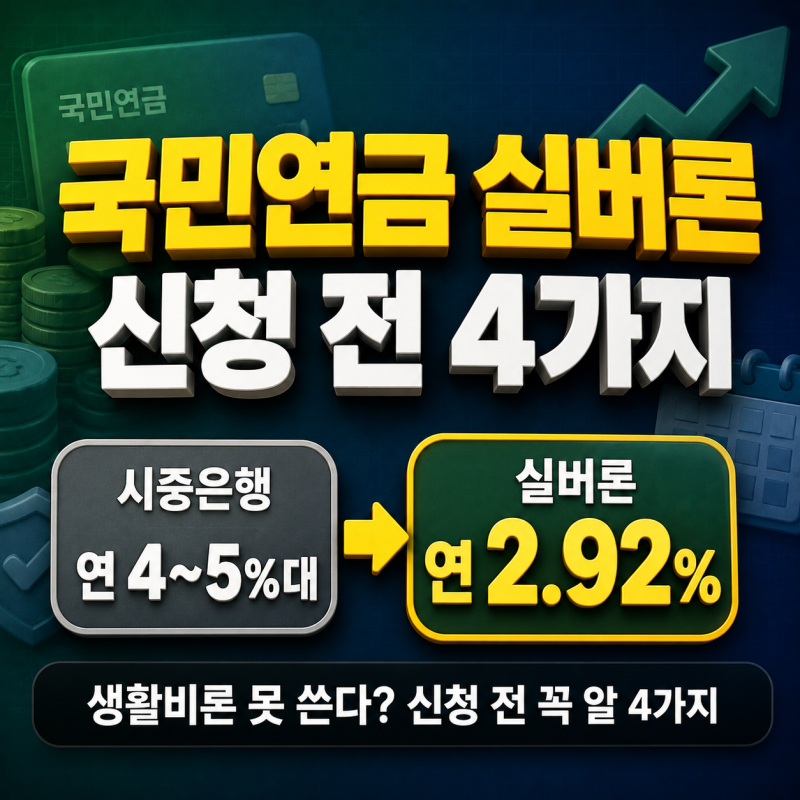 "생활비로는 못 쓴다" 국민연금 실버론 신청 전 이 4가지 모르면 반려당해요