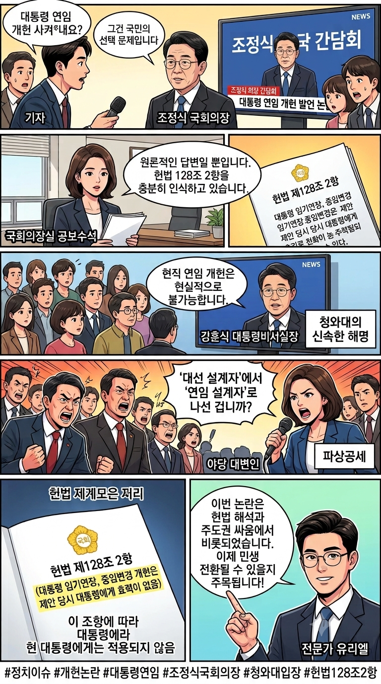 대통령 연임 개헌 논란? 조정식 의장 발언과 청와대·야당의 긴박한 공방 완벽 정리