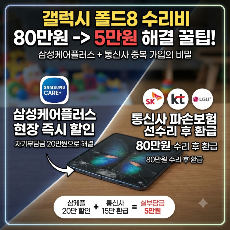 [갤럭시 폴드8 휴대폰 보험] 삼성케어플러스 vs 통신사 파손보험 수리비 폭탄 막는 현실적인 ....