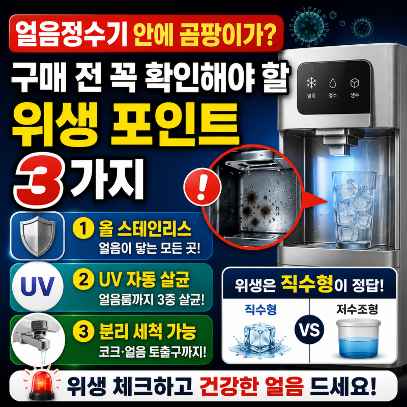 "얼음정수기 안에 곰팡이가?" 구매 전 꼭 확인해야 할 '위생 포인트' 3가지