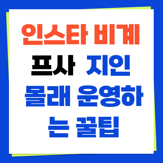 인스타 비계 염탐 프사 지인 몰래 운영하는 꿀팁 (+ 인스타 비계 만들기 프사 추천)