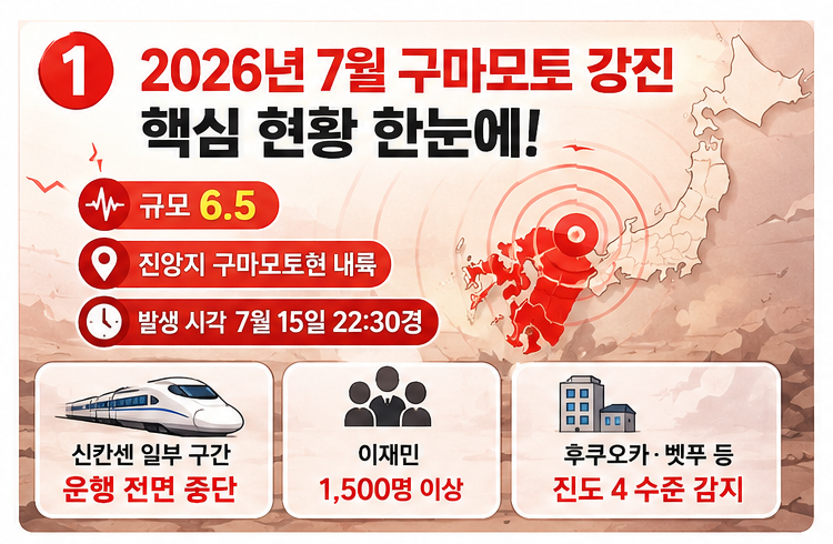 일본 구마모토지진 규슈여행 안전수칙 2026년 7월 여행자보험