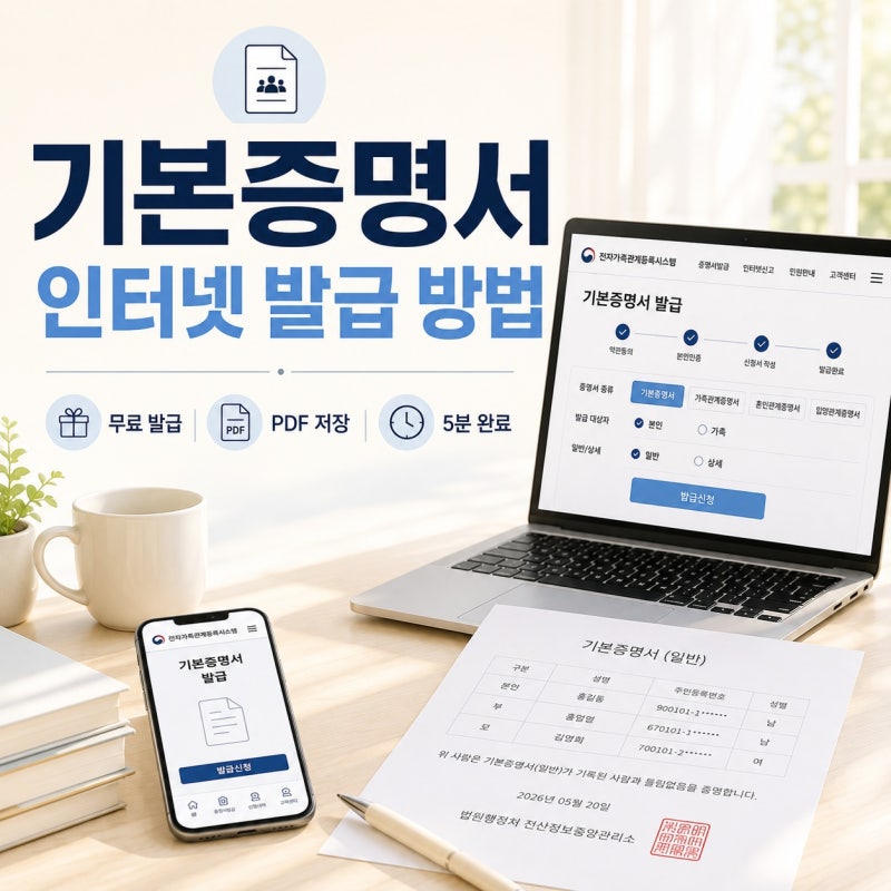기본증명서 인터넷 발급 방법,무료 발급부터 PDF 저장까지 한 번에 정리