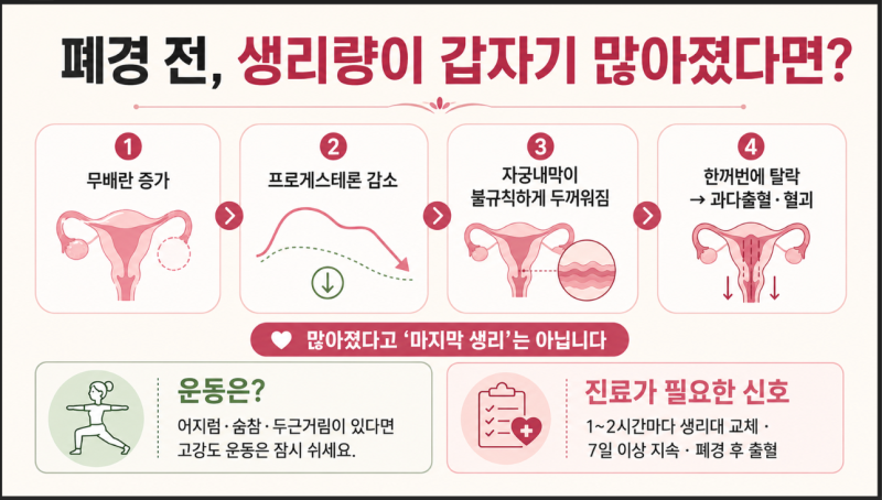 [슬기로운 갱년기 교실 63] 생리량이 갑자기 많아졌다면? 폐경이 가까워졌다는 뜻일까요?