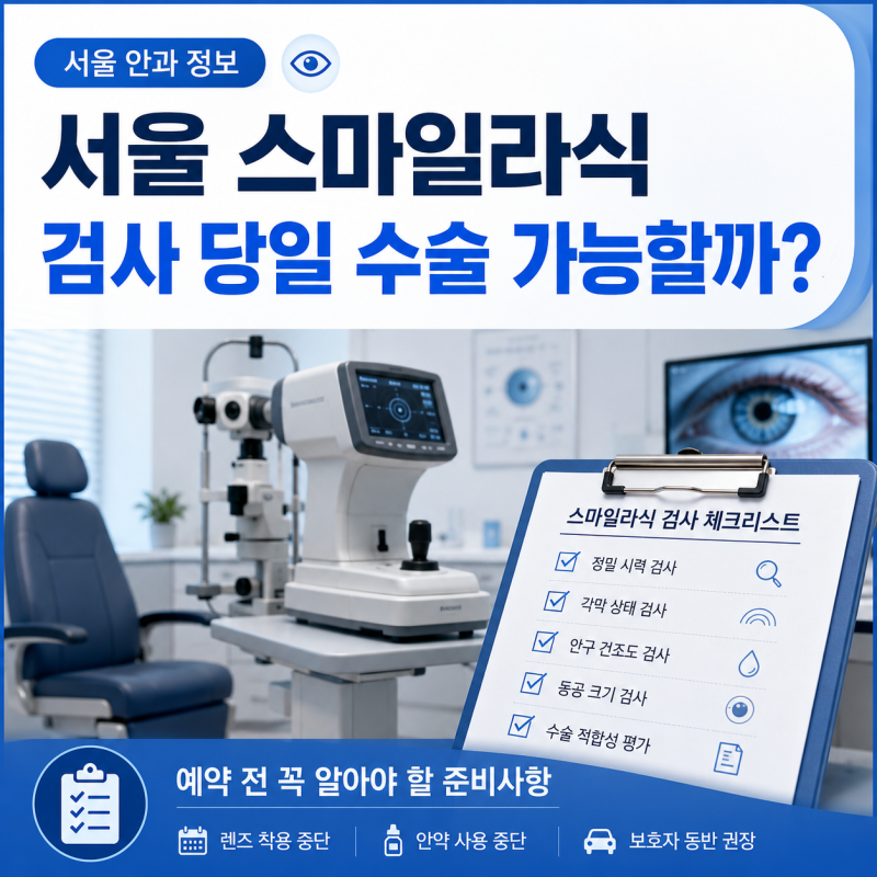 서울 스마일라식 검사 당일 수술 가능할까? 예약 전 준비사항