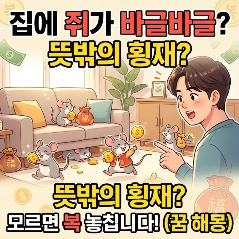 집에 쥐가 뛰어다니는 꿈 해몽, 뜻밖의 재물운일까? 이것 모르면 들어온 복도 놓쳐요