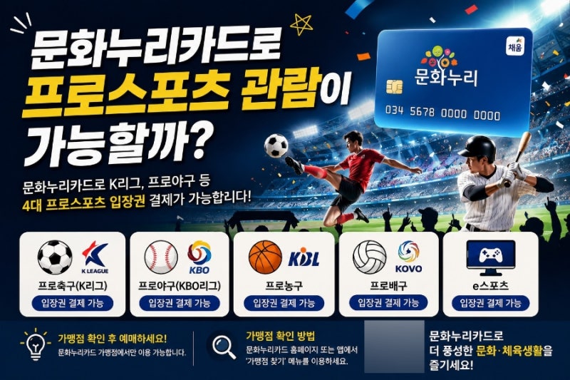 K리그, 프로야구 볼 수 있을까?  문화누리카드 사용법 총정리