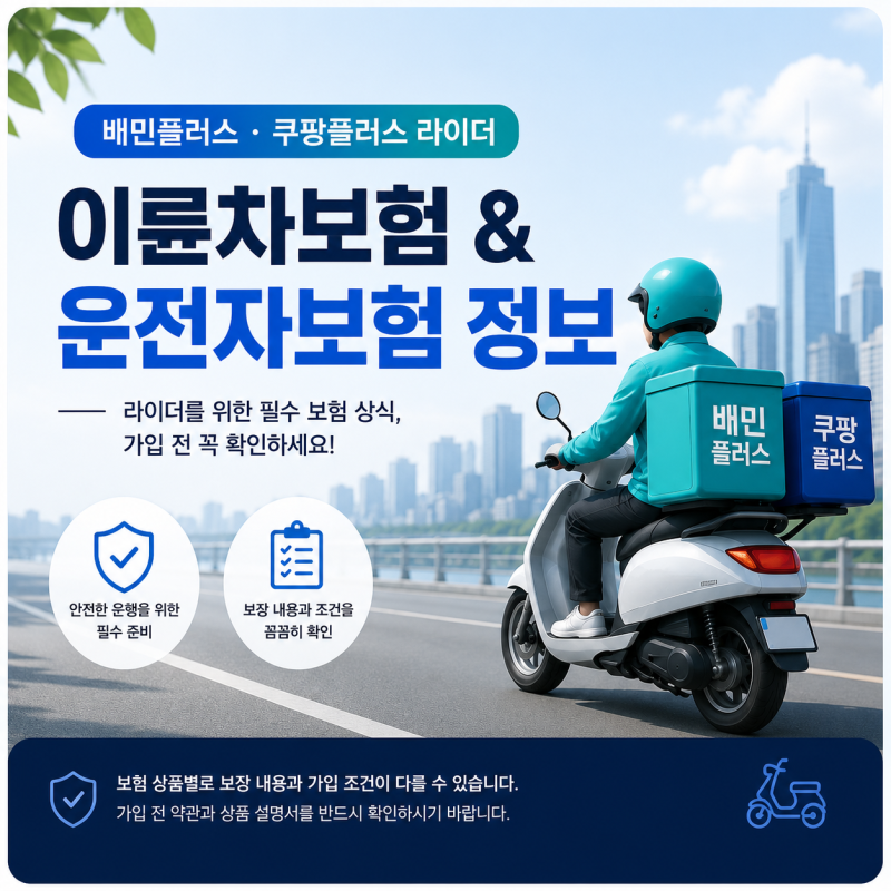 배민플러스·쿠팡플러스 라이더 보험, 가입 전 확인 사항