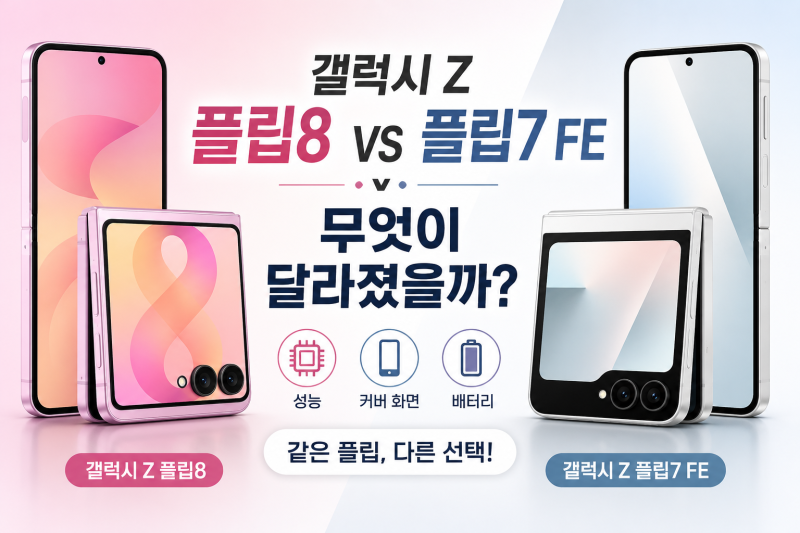 갤럭시 Z 플립8 vs 갤럭시 Z 플립7 FE 차이점 비교