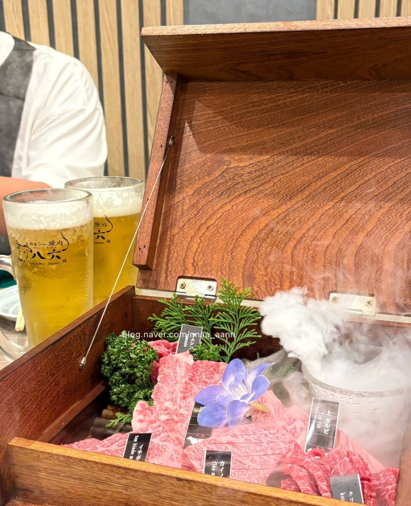 오사카 도톤보리 분위기 좋은 난바야끼니꾸맛집 하치로쿠 잇토큐 와규 6종 후기