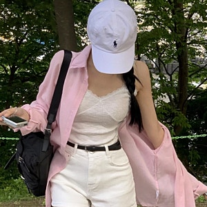 슈가파우더 플리 딥브이 시스루 골지 긴팔티셔츠 썸머 세일 최저가 할인 후기