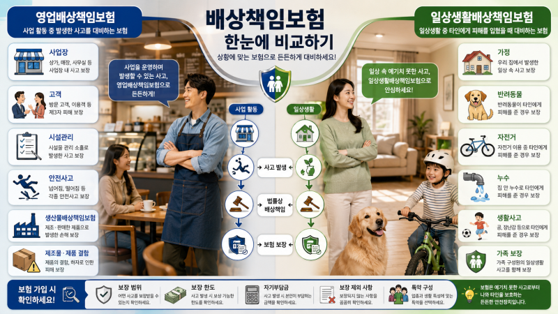 영업배상책임보험과 일상생활배상책임보험 차이점 정리, 생산물배상책임보험까지 쉽게 이....