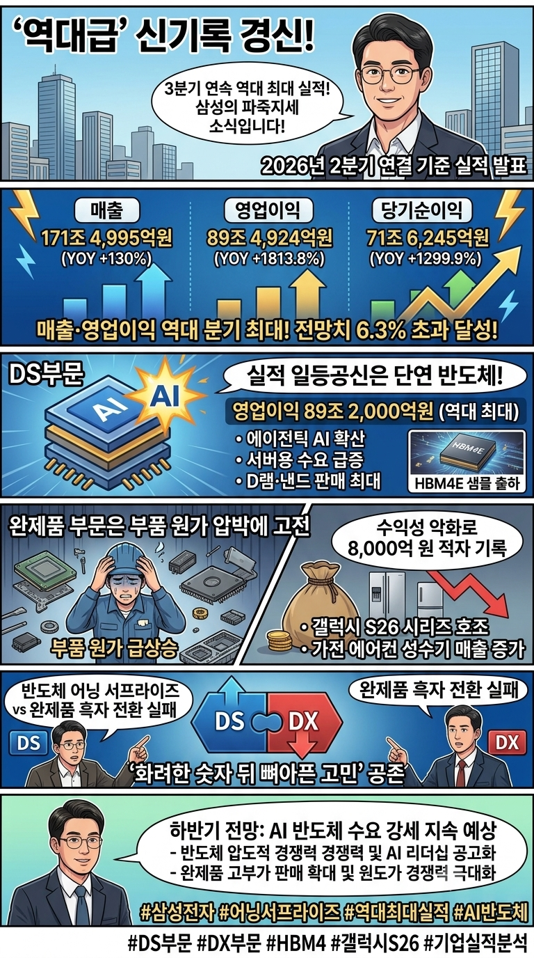 삼성전자 2분기 또 '역대급' 신기록! AI 반도체가 이끈 영업이익 89조 원의 비밀과 숨은 고민