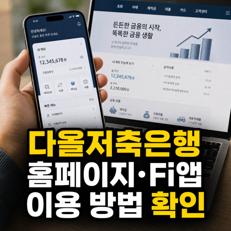 다올저축은행 홈페이지와 Fi앱 활용 방법 및 이용 안내