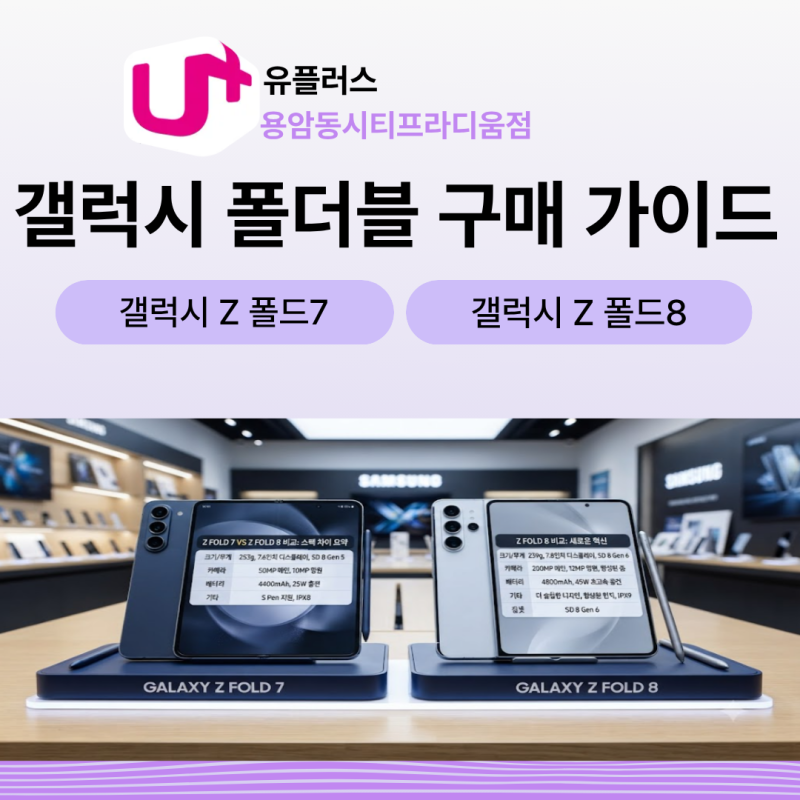 갤럭시 Z폴드 8 및 폴드 7 스펙 차이 비교와 구매 가이드
