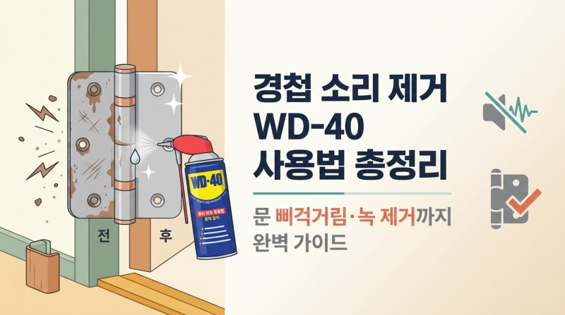 경첩 소리 제거 WD-40 사용법 총정리｜문 삐걱거림·녹 제거까지 완벽 가이드