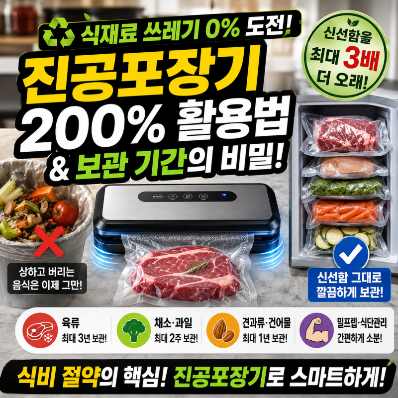 "식재료 쓰레기 0% 도전!" 진공포장기 200% 활용법 및 보관 기간의 비밀