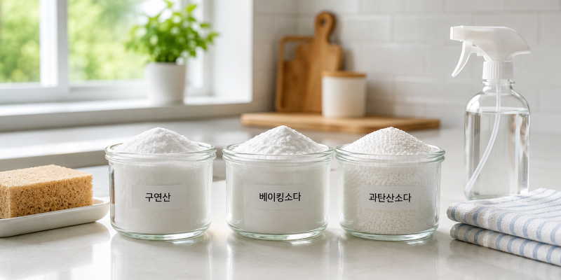 구연산 베이킹소다 과탄산소다 섞으면 안될까? (+사용법)
