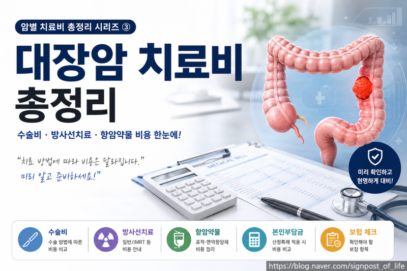 대장암 치료비 총정리｜수술비·방사선치료·항암약물 비용 한눈에