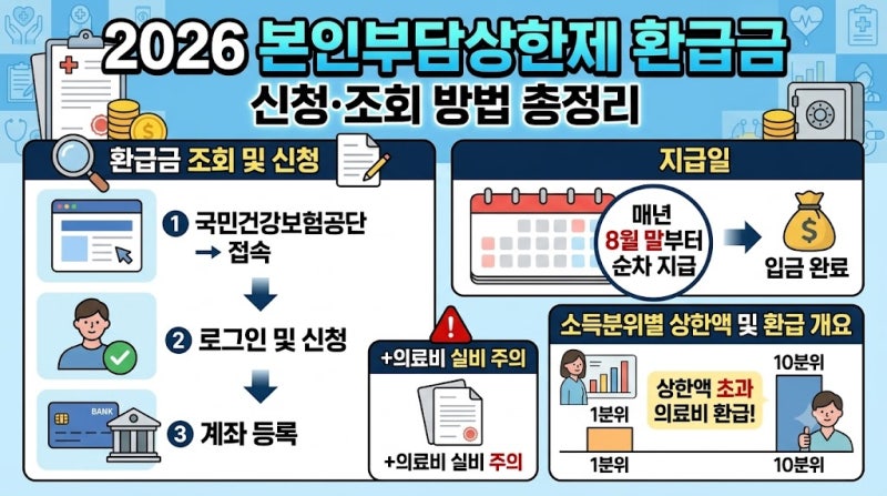 2026 본인부담상한제 환급금 신청·조회 방법 총정리(+의료비 실비 지급일 소득분위)