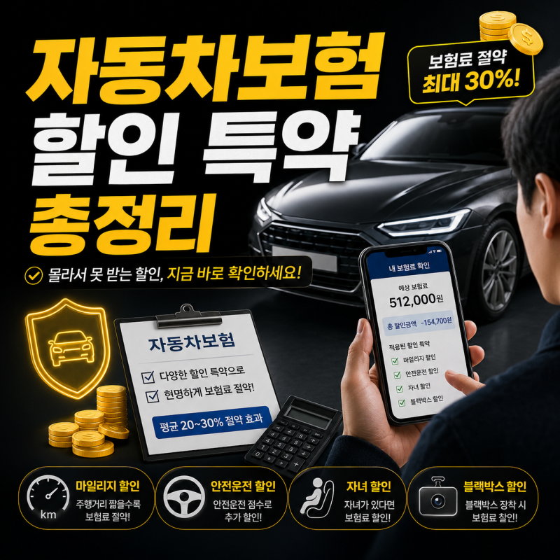 자동차보험 할인 특약, 마일리지만 체크했다? 반전! 앱 점수·자녀·걸음수까지 보험료가 내....