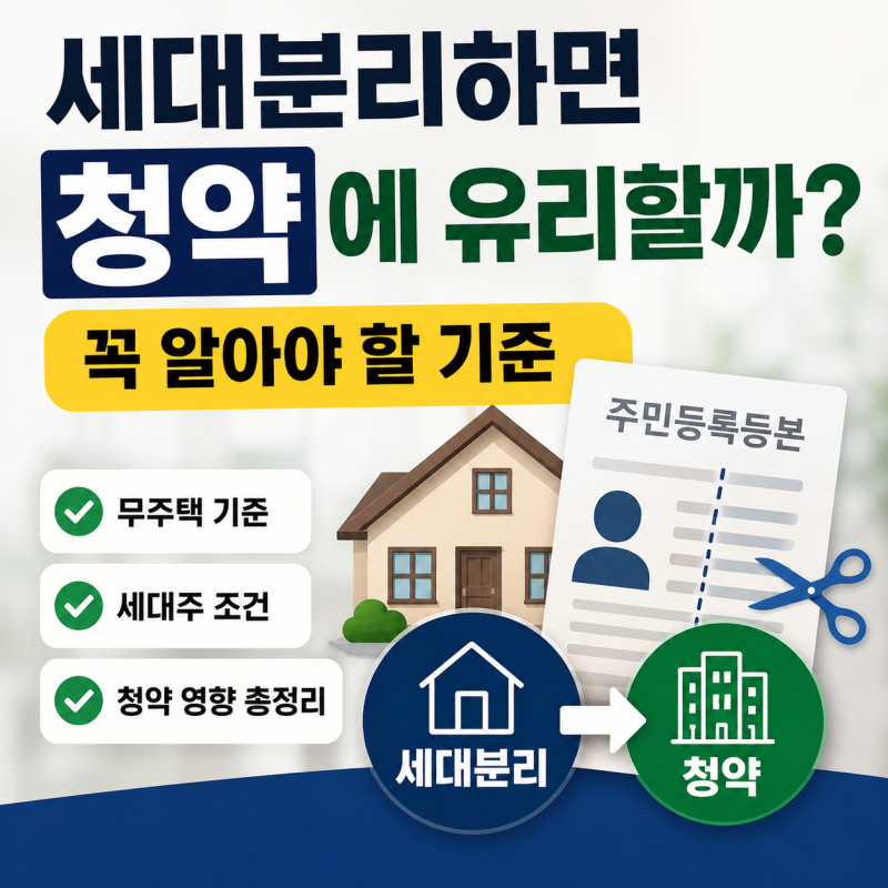 세대분리하면 청약에 유리할까? 꼭 알아야 할 기준