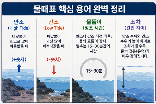 낚시초보를 위한 바다낚시하기 좋은 물때 보는법
