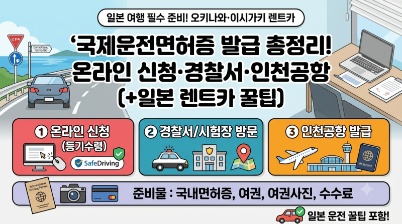 국제운전면허증 발급 어디서? 온라인 신청·경찰서·인천공항 총정리 (+일본 렌트카 운전 꿀....