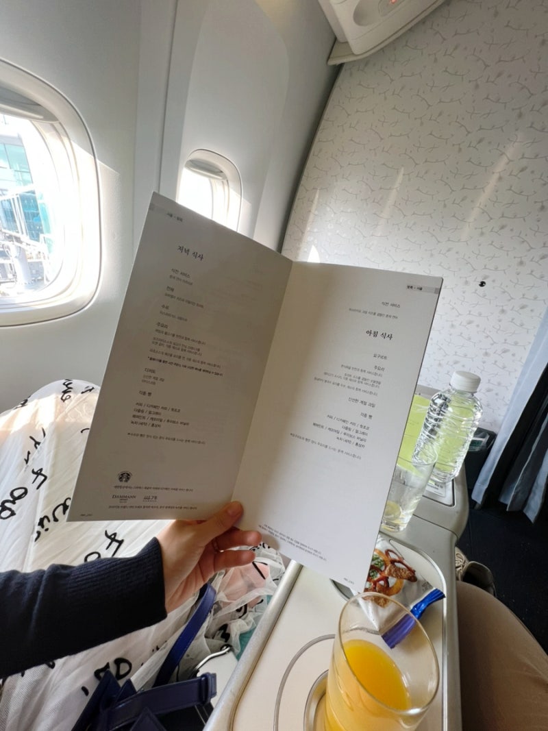 대한항공 방콕 B777-300 프레스티지 기내식｜사전기내식 묵밥 도전