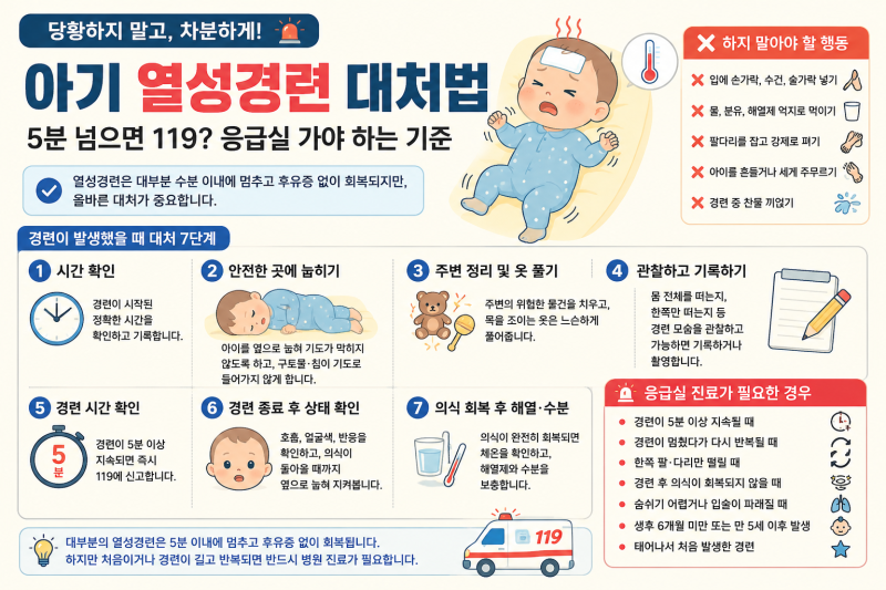아기 열성경련 대처법, 5분 넘으면 119? 응급실 가야 하는 기준