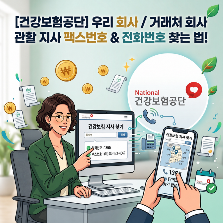 [건강보험] 우리 회사/ 거래처 회사 관할 지사 팩스번호 & 전화번호 찾는 법!