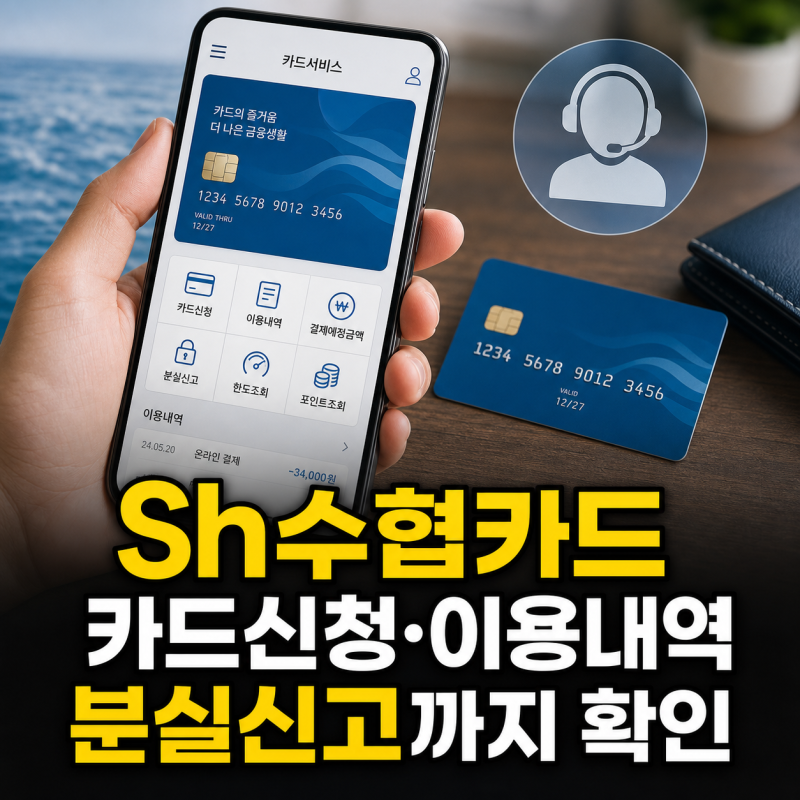 Sh수협카드 홈페이지 바로가기 카드신청 이용내역 분실신고 고객센터