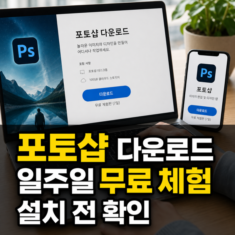 어도비 포토샵 다운로드와 일주일 무료 체험 설치 방법