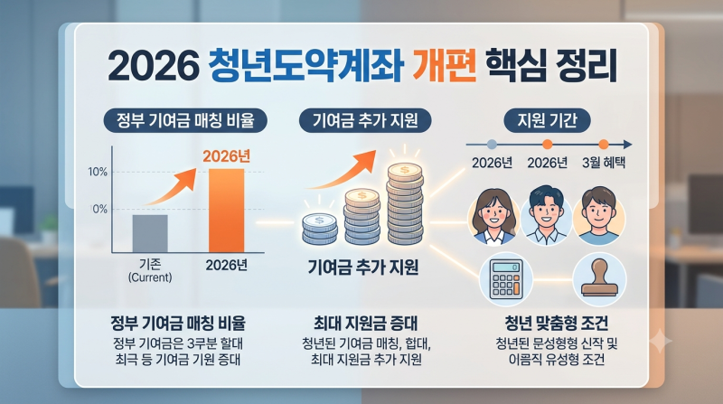 2026년 청년 도약계좌 개편안 발표, 신청 자격과 정부 기여금 최대 혜택 한눈에 보기